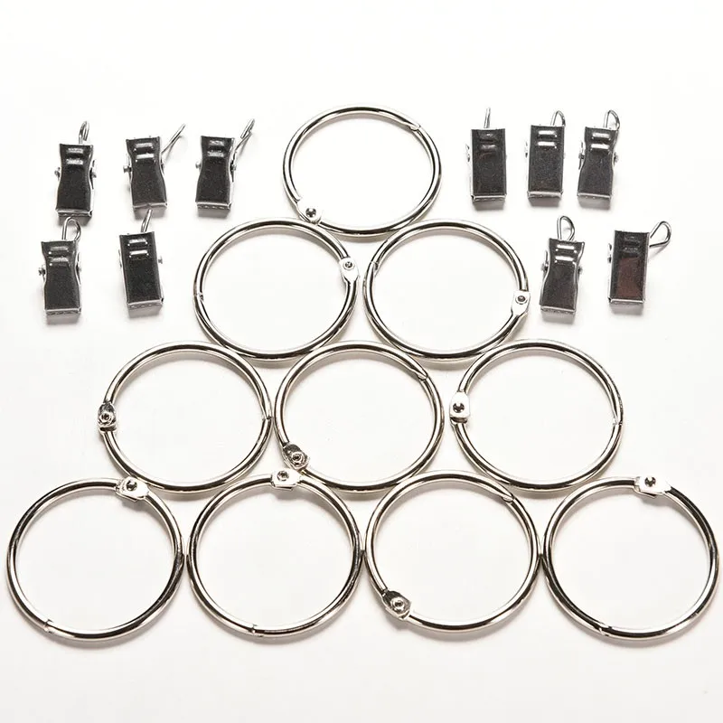20Pc Metal Stainless Steel Window Shower Curtain Rod Clip Rings Drapery Clips 