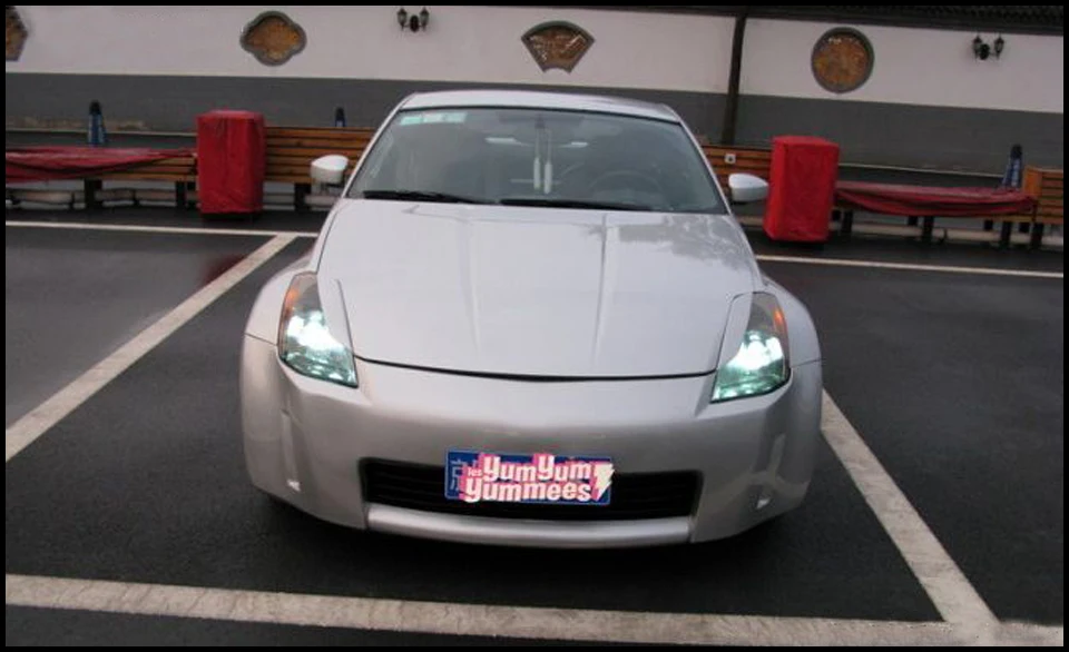JDM автостайлинг; стекловолокно брови для Nissan 350Z 2003-2006 год 350Z Z33 FRP матовая черная лампа век передняя фара крышка наклейка
