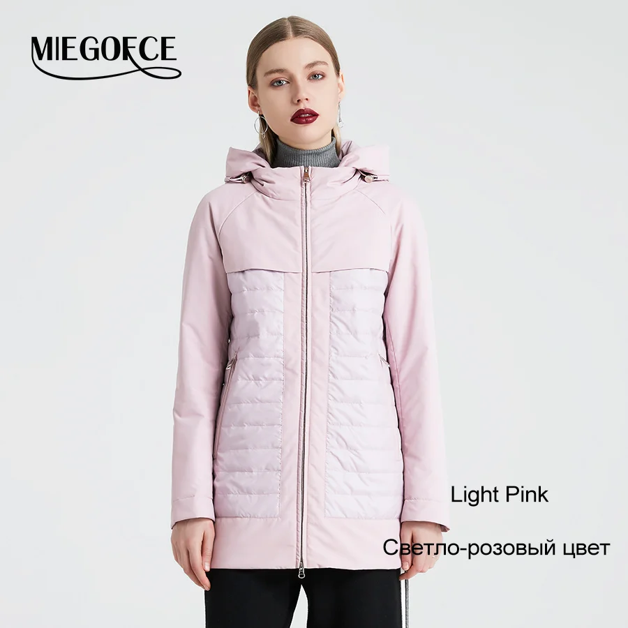 MIEGOFCE New Fashion Collection Spring Autumn Women's Short Jacket With A Hood Windproof Insulated European Style Coat - Цвет: 105 Light Pink