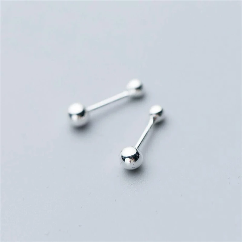 

925 Sterling Silver Simple Balls Screw Back Stud Post Earrings Trendy Jewelry For Girl Lady Present E9524