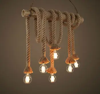 

Vintage Rope Pendant Light Lamp Loft Creative Personality Industrial Retro Lamp Edison Bulb American Style For Living Room