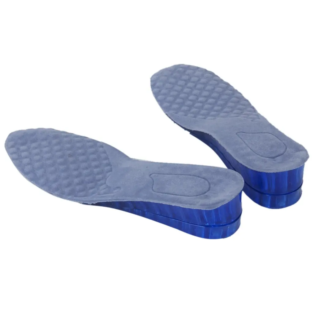 

1 pair Shoe Pads Blue Detachable 2 layers Height Increase Gel Insoles Shoe Pads for Men 5cm