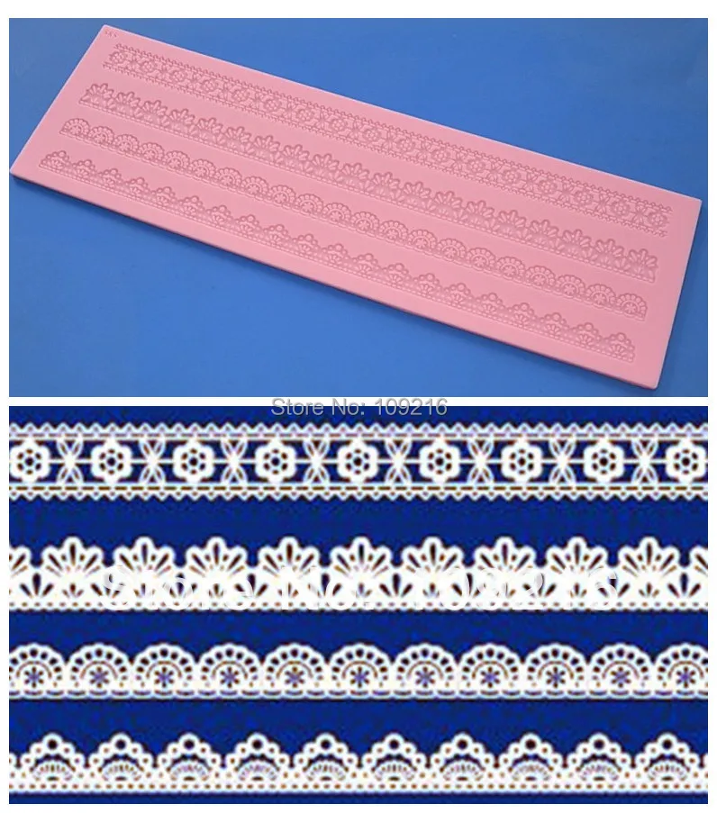 

wholesale!!1pcs New Style Big 39.5*12*0.4CM Pretty Lace (HY174) Silicone Handmade Fondant/Cake Decorating DIY Mold