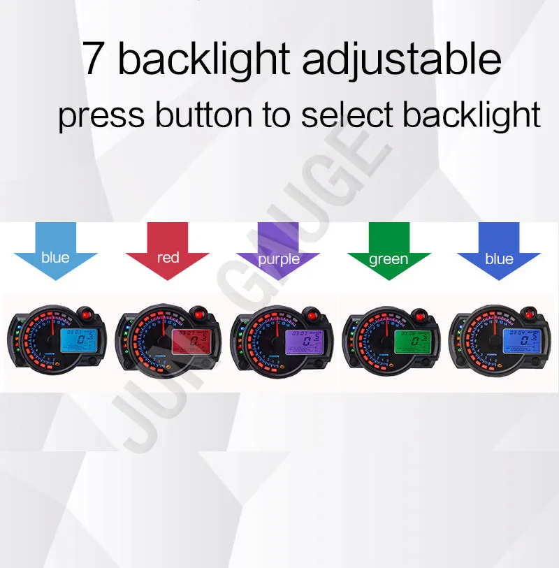 Горячая мотоцикл ЖК-спидометр цифровой метр тахометр, Параметр регулируемый
