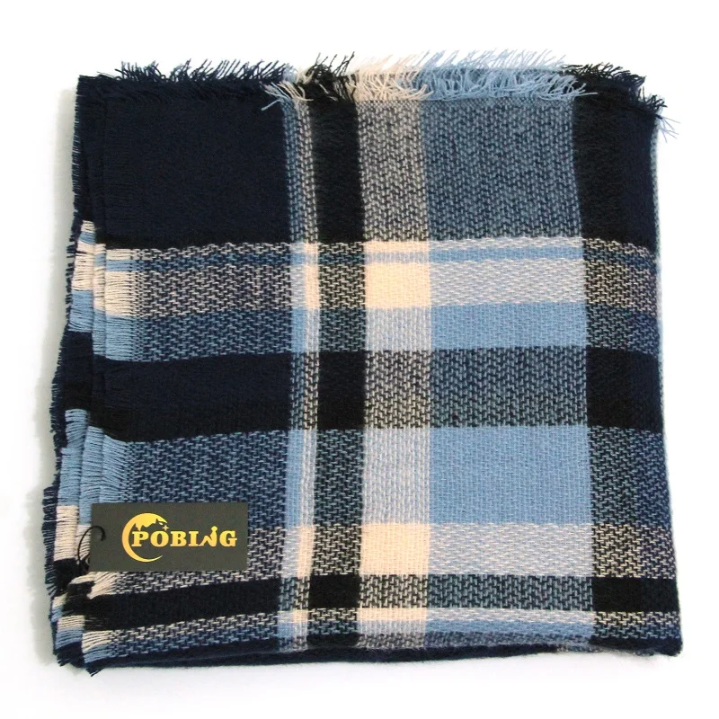 [POBING] ZA брендовый зимний шарф, Женский клетчатый квадратный кашемировый шарф, одеяло, унисекс, уплотненная шаль, теплая Пашмина, накидка, cachecol