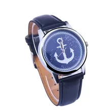Горячая hothot продаж Элегантный Якорь Sailor Watch Для женщин очаровательные Искусственная кожа аналоговые кварцевые часы relogio feminino