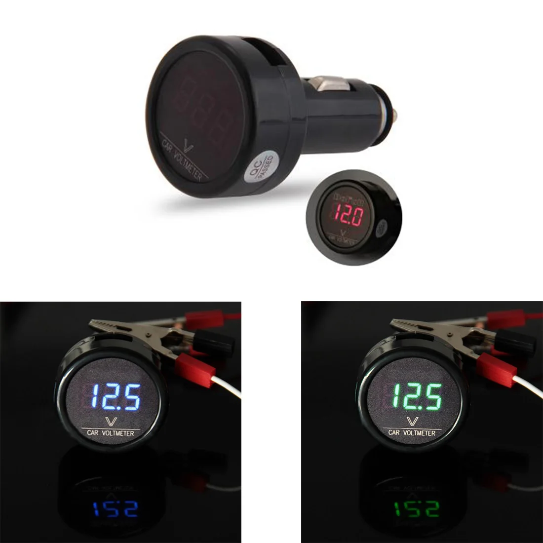 

Red LED Car Cigarette Lighter Digital Voltmeter Thermometer Applies to 12/24V Universal Car SUV Truck Voltage Meter 2 In 1