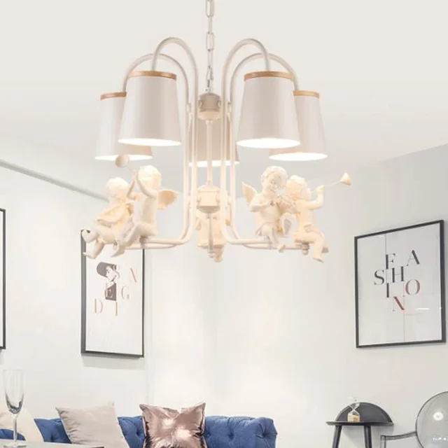 Nordic Living Room Chandeliers White Angel Hanging Lamp Bedroom Led Nordic Living Room Chandeliers White Angel Hanging Lamp Bedroom Led Light Restaurant Children S Modern Chandelier