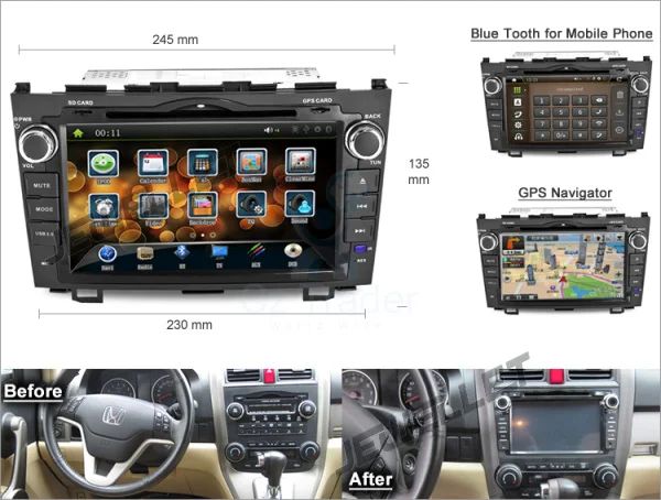 Discount 10.1" Quad core  Android 8.1 Car GPS radio Navigation for Honda CR-V 2007-2011 with 4G/Wifi DVR OBD mirror link 0
