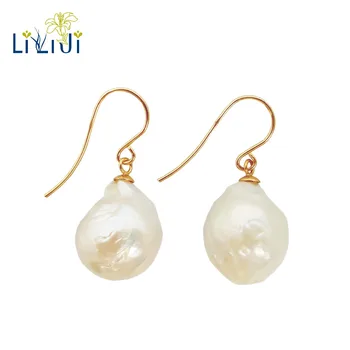 

LiiJi Unique Edison Pearl Baroque Pearl 925 Sterling Silver Gold Color Drop Earring