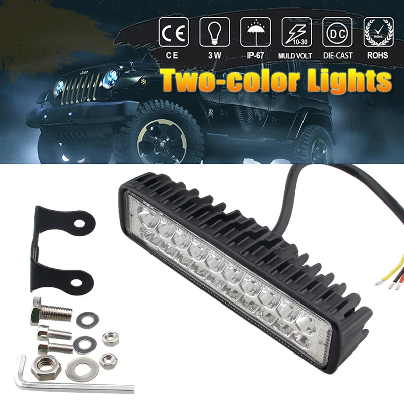 

Powerful 40W White/Yellow Auto Headlight Bar Off Road Work Light IP68 Waterproof Offroad Driving Fog lamp ATV SUV RV