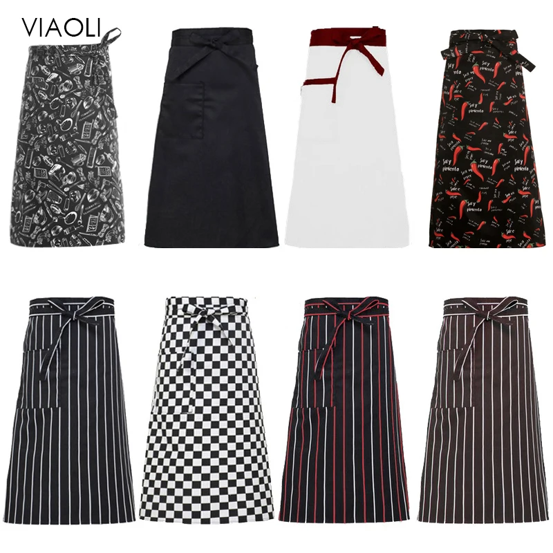 

Wholesale price Women's Striped Kitchen Apron Men's Useful Cooking Grid Adjustable Chef Cleaning Accessories Kitchen Apron new