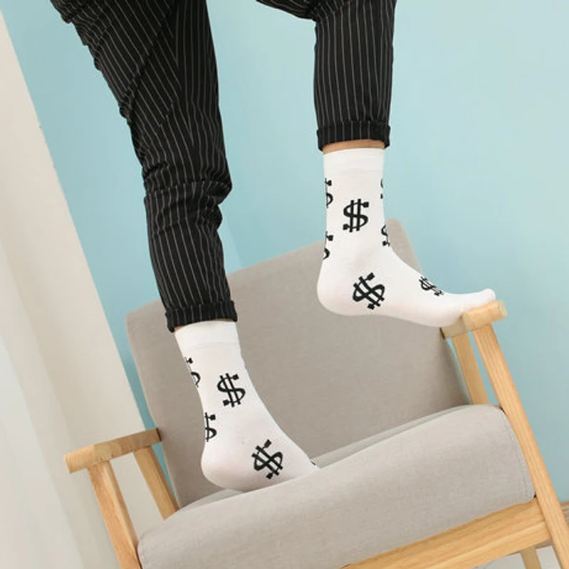 Новые новые мужские длинные носки Harajuku Money Dollar USD 3D Узорные забавный мультфильм