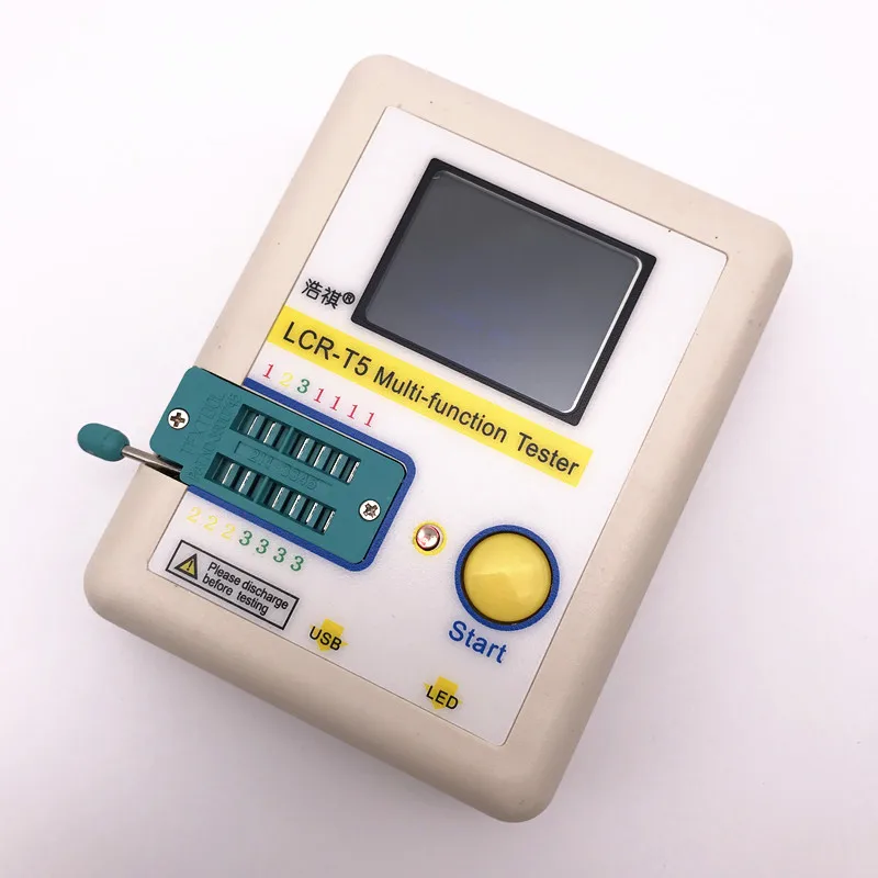 

LCR-T5 White Transistor Tester Diode Triode Capacitance ESR Meter Tester With LCD Display MOS Triac + Case + Li-ion Battery