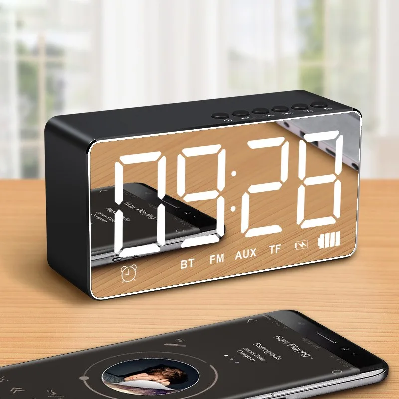 

Portable Wireless Bluetooth Speaker Home Speaker Card Alarm Clock Audio Mini Mirror Smart Wireless Sound System Outdoor Speaker