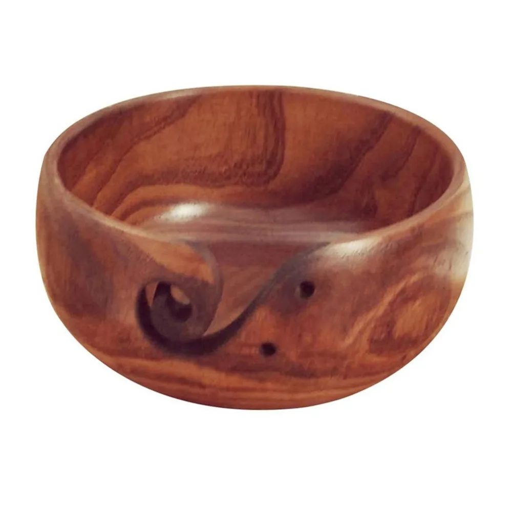 

2 Sizes Wooden Yarn Storage Bowl Practical Design Home Knitting Crocheting Accessories Portable Size Eco-friendly