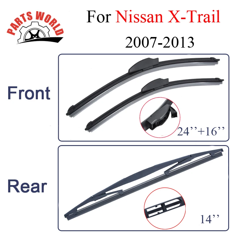 Silicone Rubber Front And Rear Wiper Blade For Nissan X Trail 2007 2012