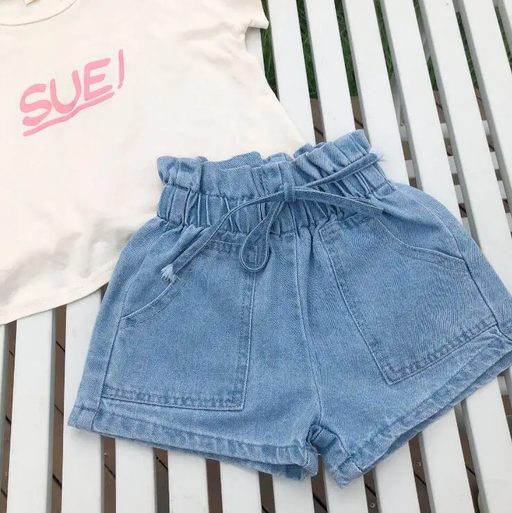 2019 new wholesale girls denim shorts summer fashion bow girls shorts 2-7t HU169