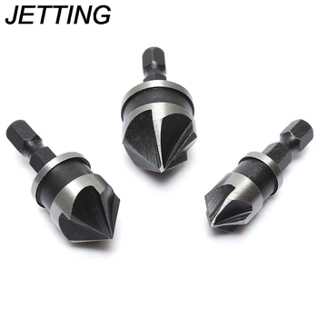 

HOT SALE 3Pcs Countersink Bore Set 12mm 16mm 19mm 1/4" Hex Shank Wood Plastic Chamfer Bit Drill Bit Tools Wholesale