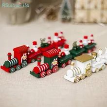 Creative Color Christmas Train Wooden Ornaments Christmas Decorations Children's Birthday Gifts Home Household Items 4 section little train christmas ornaments