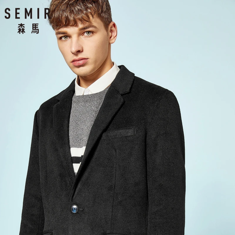 Мужское шерстяное пальто SEMIR с пуговицами на манжетах открытым нагрудным