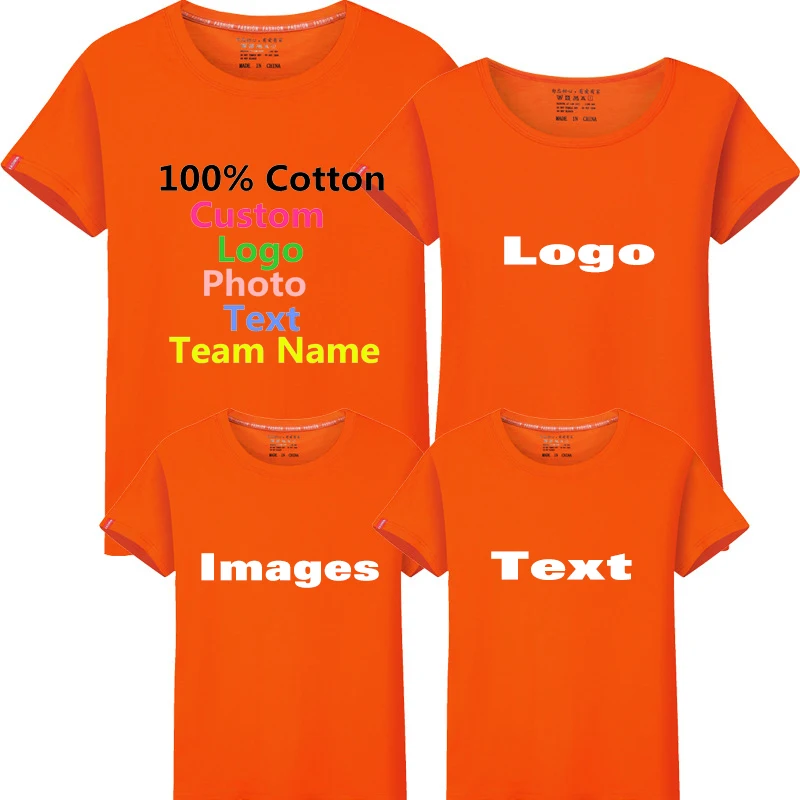 

Solid Custom Photo Logo Text Printed Family Men T shirt Company Party Team Class Uniforms Dad Mom Kid Child Boy Girl T-shirt Top