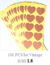 100 шт./лот винтажный романтический дизайн в виде сердца крафт-бумажная наклейка-печать для ручной упаковки этикеток DIY самоклеющиеся наклейки s