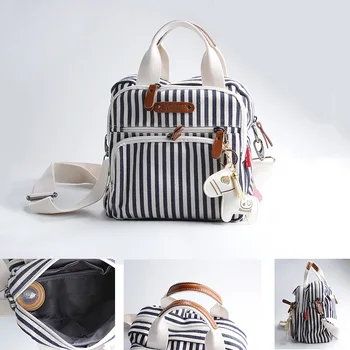 

Canvas Maternity Diaper Bag Baby Stroller Mummy Bags Nappy Handbag Striped Infant Large Capacity Nursery Backpack Enfant Mochila