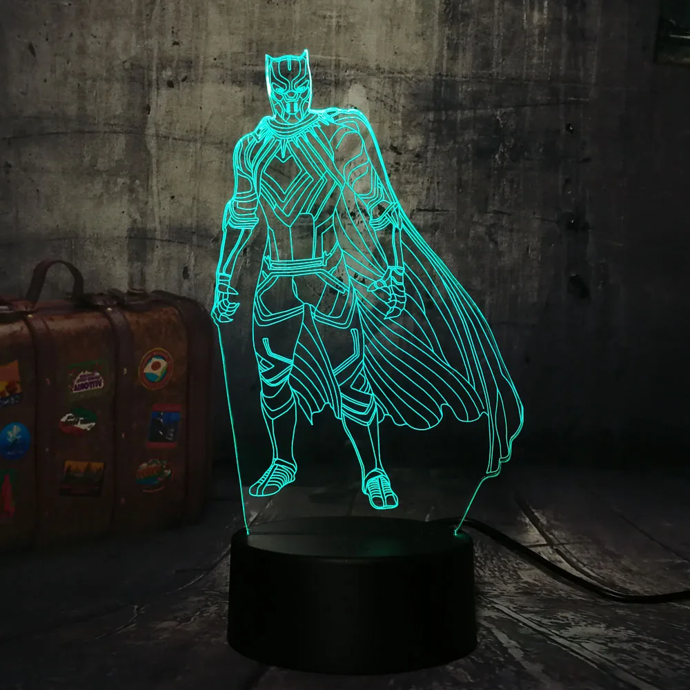 Новинка крутой новый Marvel Hero Черная пантера 3D светодиодный Ночник светильник RGB 7