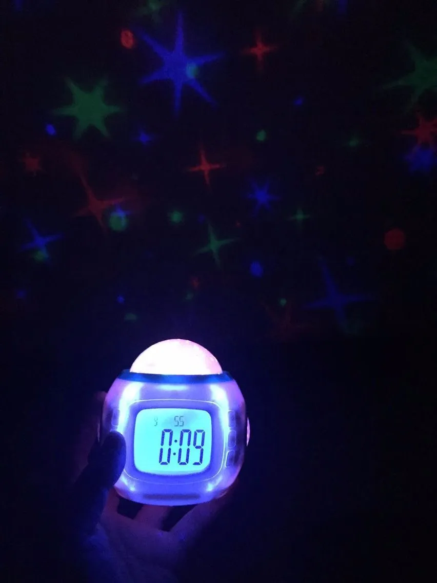 Музыка Звездное небо цифровой светодиодный проекции проектор Будильник Календари термометр horloge