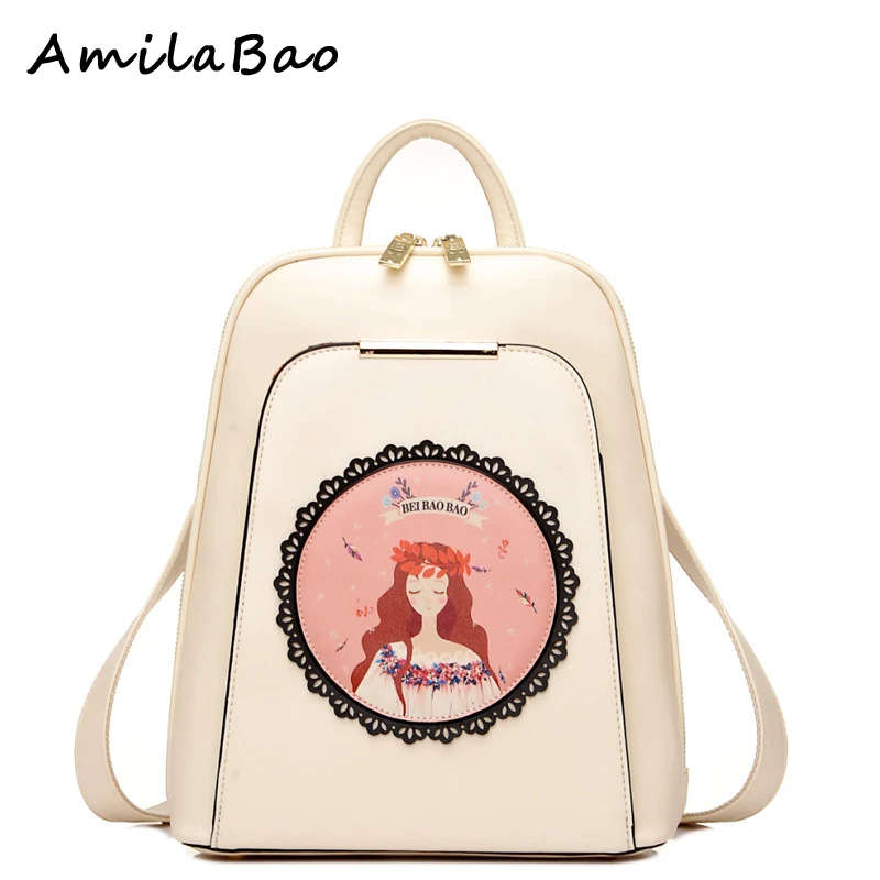 backpacks for teenage girls printing backpack leather bags High Quality PU Leather School Bags Women Backpack