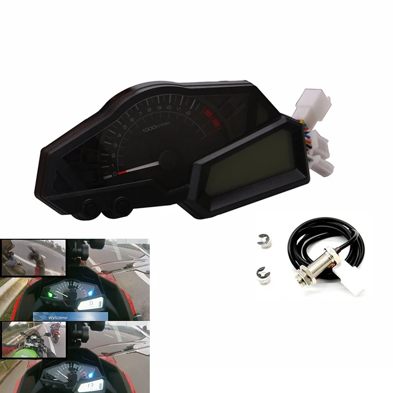 

15000RPH LCD Digital Motorcycle Odometer Speedometer with Motorcycle Speedometer Sensor 199KM/H Freeshipping Car-Styling