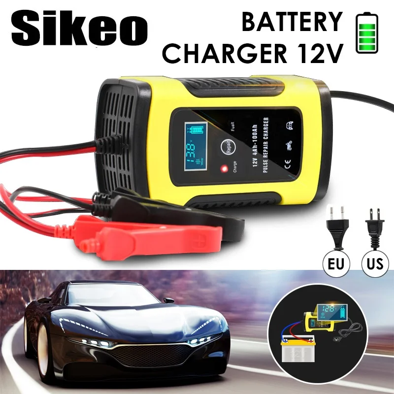 

Car Battery Charger 110VTo220V Intelligent LCD Display Full Automatic Smart Fast for Auto Motorcycle LeadAcid Batteries Charging