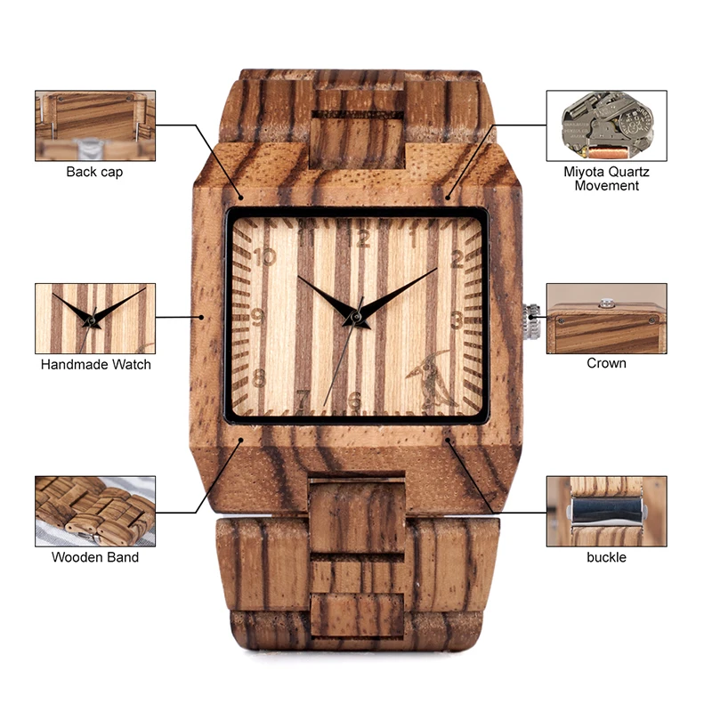 Бобо птица часы мужские деревянные часы relogio masculin в деревянной подарочной коробке C-L24 Прямая поставка