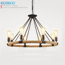 EGOBOO Light Nordic Retro Industrial Wind Iron Chandelier Loft Bedroom Exhibition Hall Restaurant Lighting E27 BULB 100-240V AC