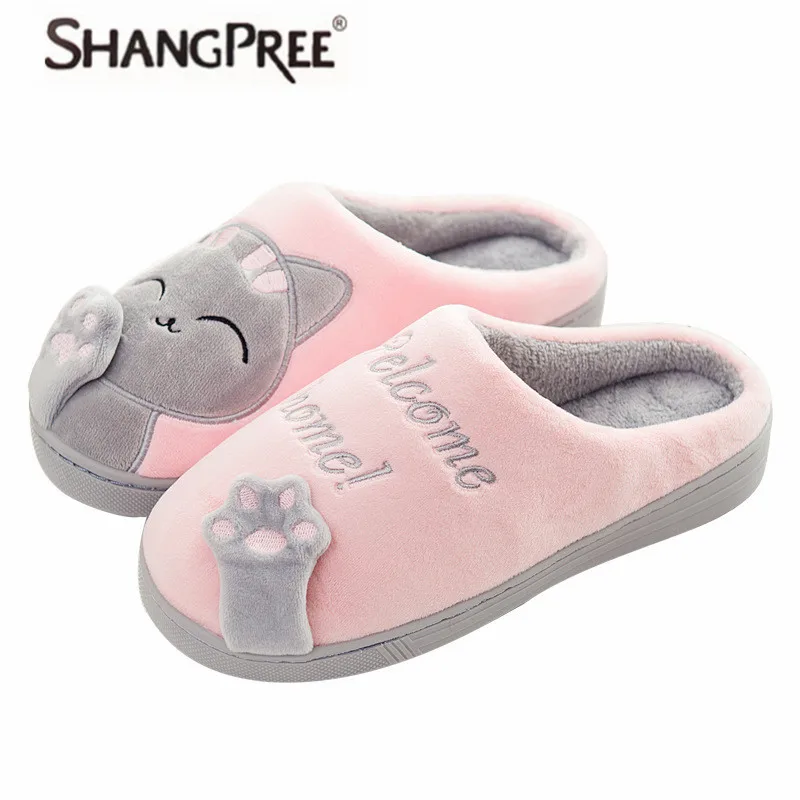 

Women slippers Warm lovely Cat Winter Shoes Women Home Slippers Comfort soft Home Shoes For Women Indoor Shoes Fur Slippers