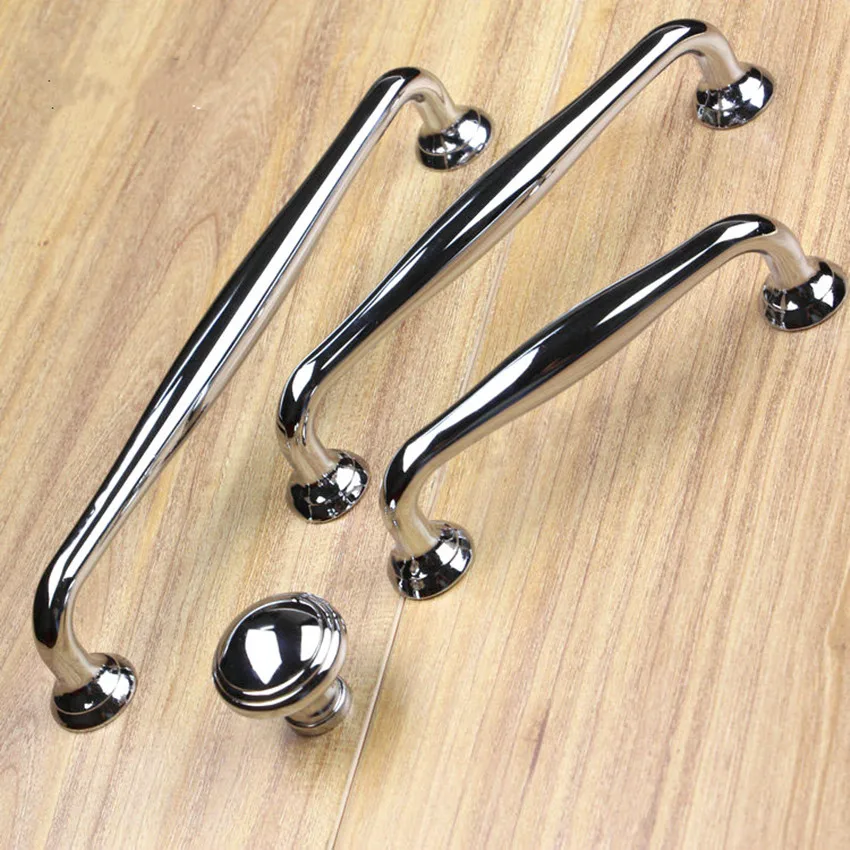 160 мм 128 мм Современные Простые Мода Блестящий серебряный сплав цинка мебельные ручки хром шкаф Кухня шкаф дверные ручки