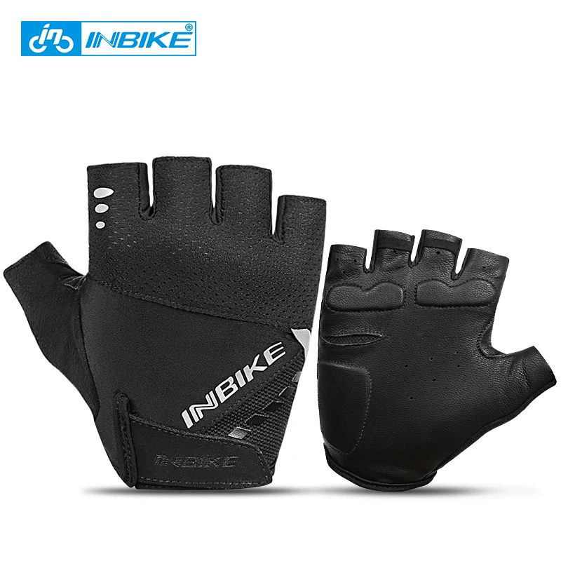 INBIKE Sheepskin Cycling Gloves MTB Bicycle Bike Gloves Half Finger Glove Men Women Breathable
