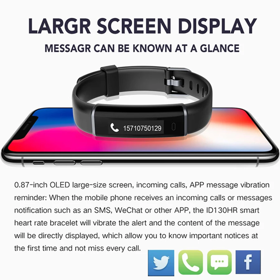 Timeowner ID130HR Смарт IP67 Водонепроницаемый монитор сердечного ритма Sleep Monitor Фитнес