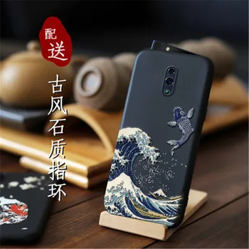 

2019 Great Emboss Phone Case For OPPO Reno cover Kanagawa Waves Carp Cranes 3D Giant relief Case For OPPO Reno 10x zoom