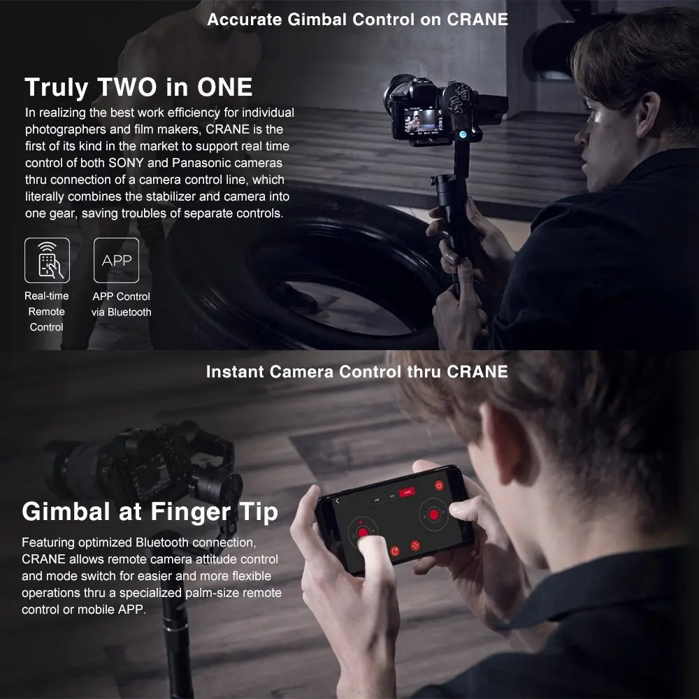 Zhiyun официальный кран V2 3 оси ручной Gimbal стабилизатор бесщеточные двигатели Для беззеркальных Камера и dslr как sony Nikon