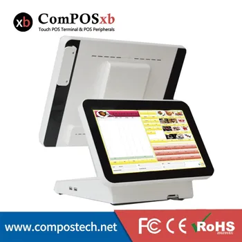 15 inch TFT LCD Dual Screen All In One POS System Cash Register For E-shop