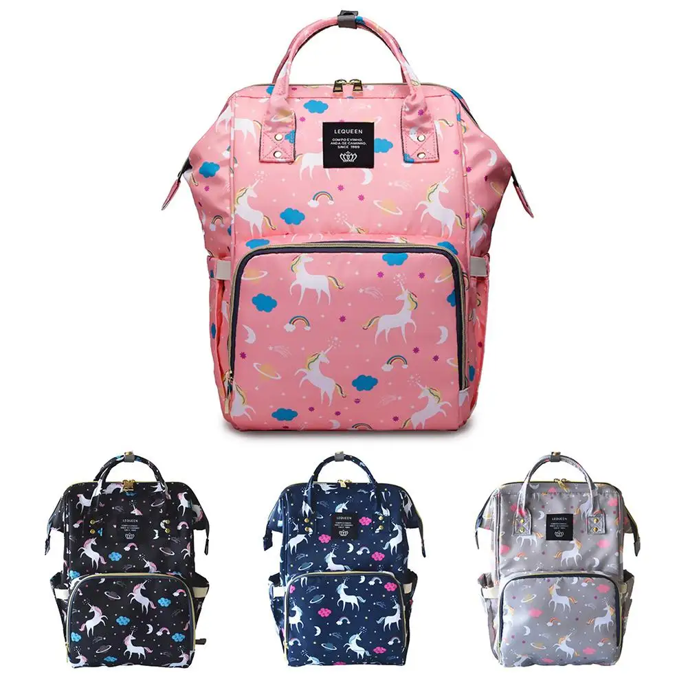 

Mommy Diaper Bag Large Capacity Baby Nappy Bag Cartoon Unicorn Printed Waterproof Mommy Shoulders Bag Backpack For Mother Baby