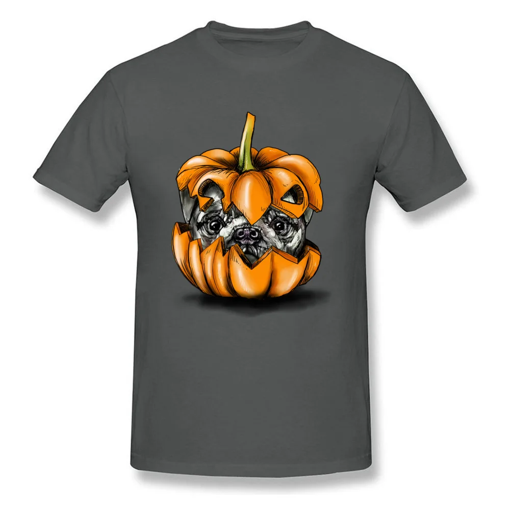 Halloween Pumpkin Pug Casual T Shirt for Students 100% Cotton Fabric Fall Round Collar Tshirts Classic Tops Shirts New Arrival Halloween Pumpkin Pug carbon