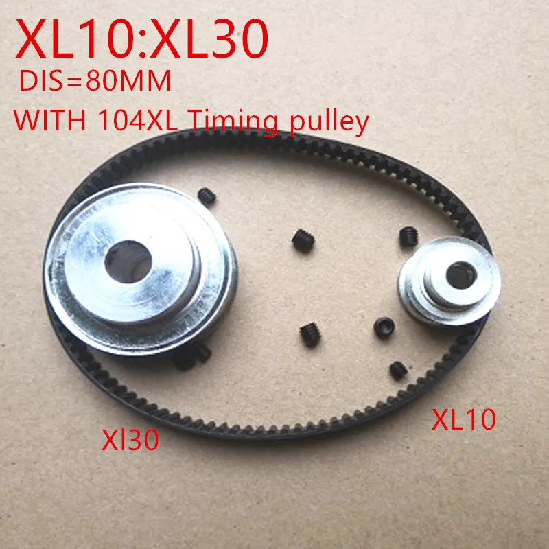 1 par de polea de distribución XL reducción 3:1 30 dientes 10 dientes distancia central del eje 80mm accesorios de la máquina de grabado- cinturón de kit