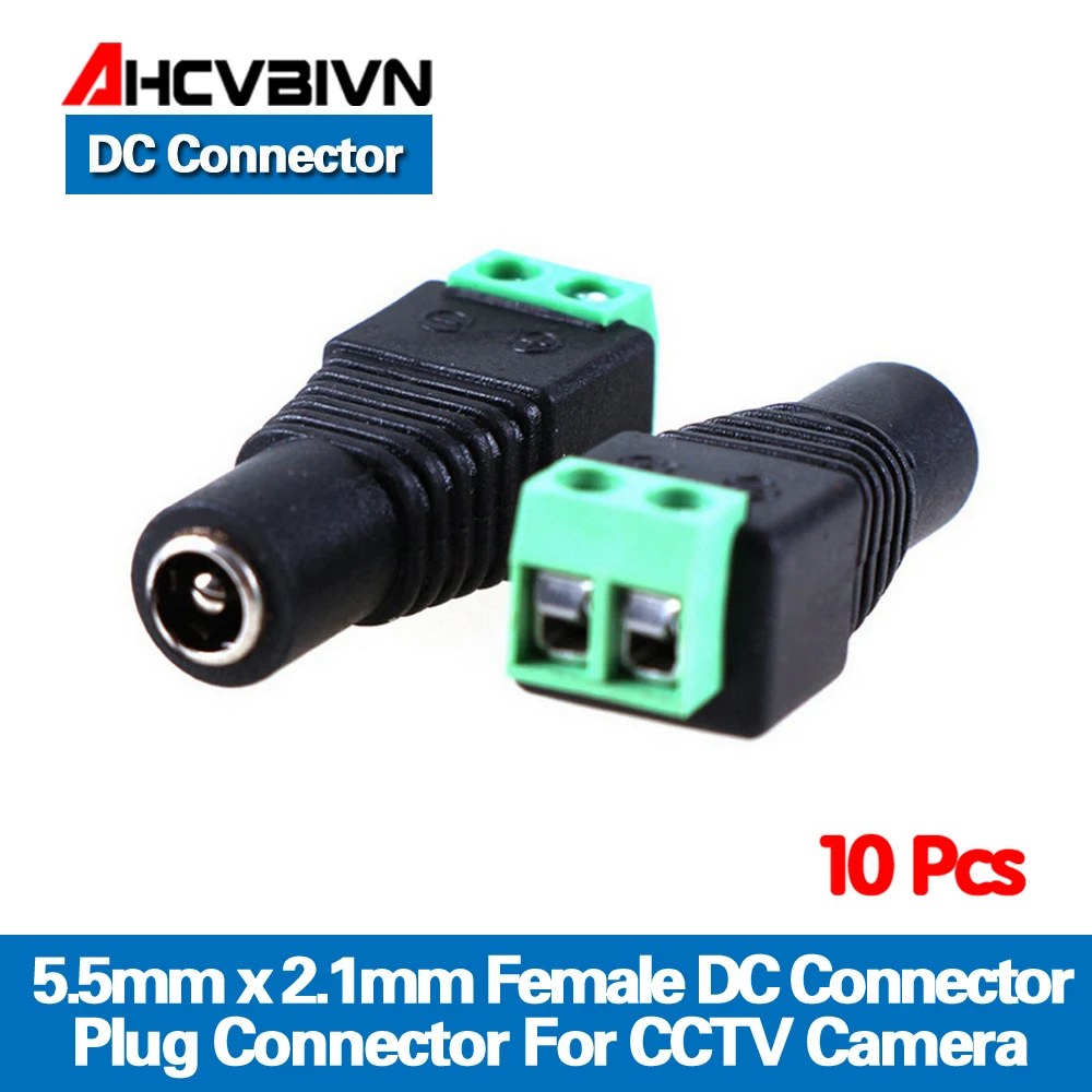 

AHCVBIVN 10Pcs 2.1 x 5.5mm DC Power Female Plug Jack Adapter Connector Plug for CCTV DVR LED Strip Light