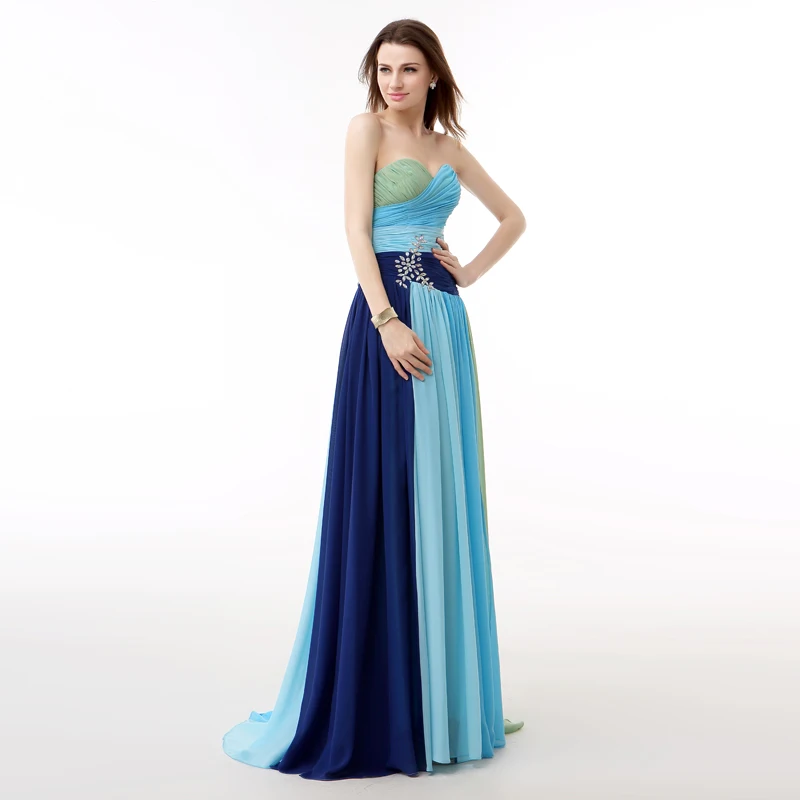 Colorful Rainbow Evening Dresses Long 2018 A Line Sweetheart Crystals Chiffon Formal Evening Gown Plus Size Backless Prom Dress Colorful Rainbow Evening Dresses Long 2018 A Line Sweetheart Crystals Chiffon Formal Evening Gown Plus Size Backless Prom Dress