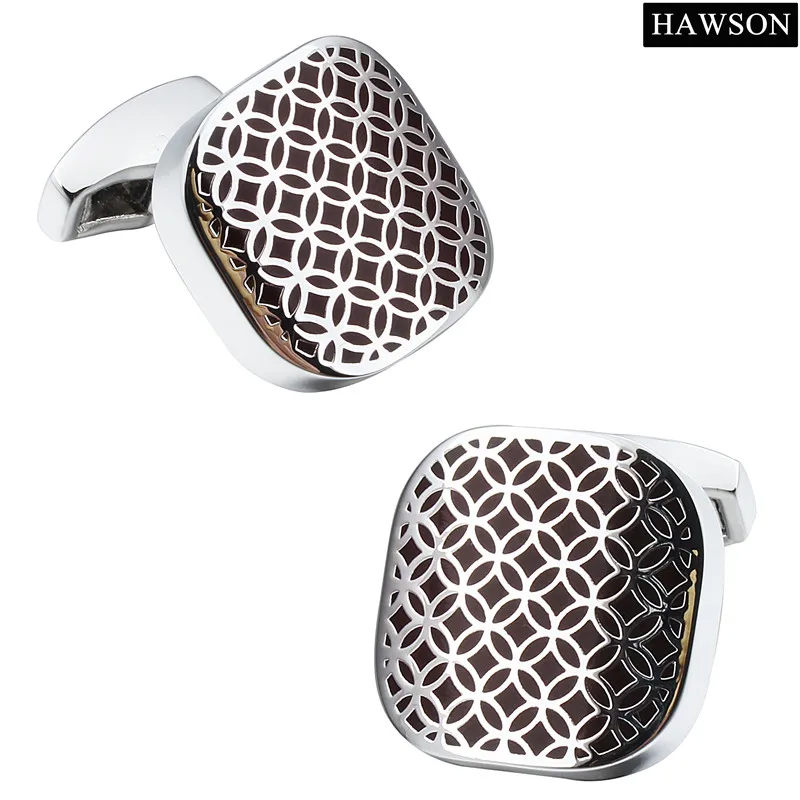 HAWSON Mens Square Enamel Cufflinks Fashion Wedding Dress Jewelry Best