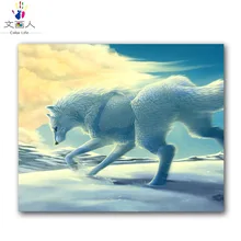 animal Wolf block oil painting package diy digital oil painting by numbers with kits kids practise paint