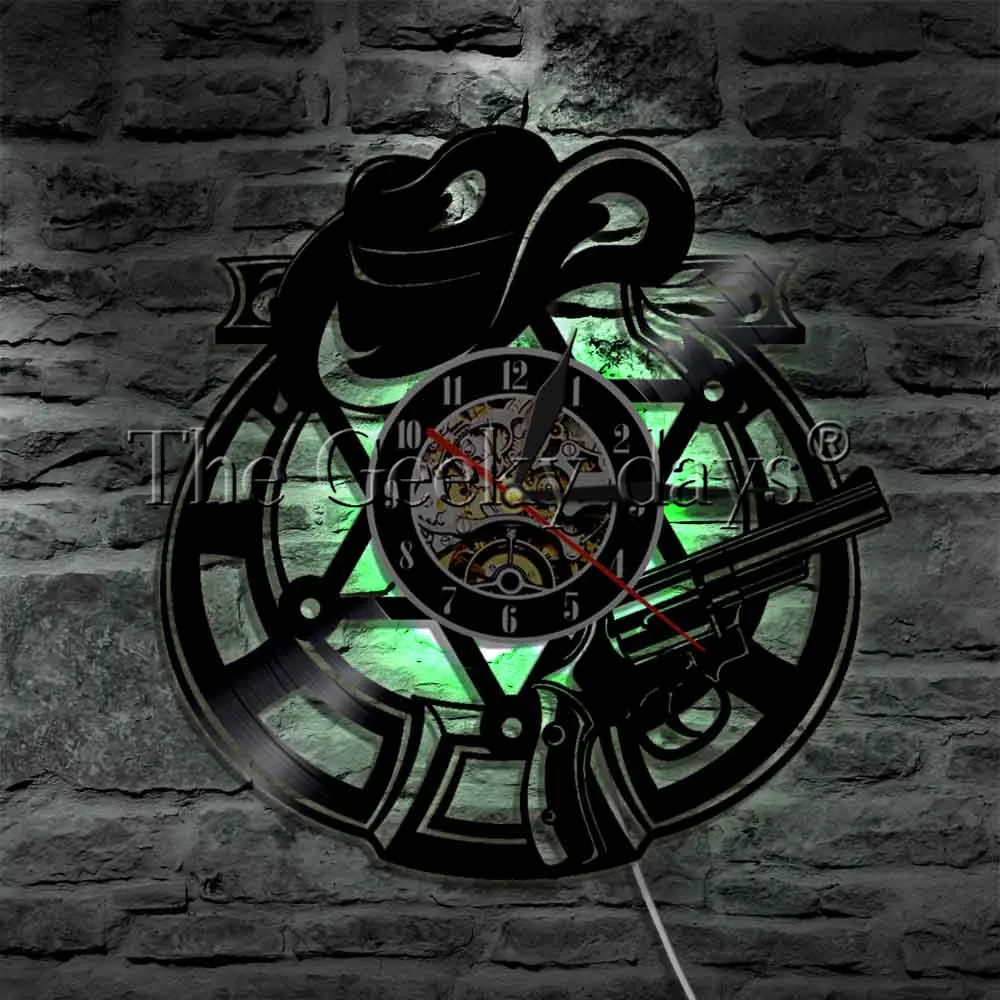 1Piece West World LED Light Sign Hat And Revolver Weapons Vinyl Record Wall Clock Cowboy Hat Atmosphere Light Wall Lamp 1Piece West World LED Light Sign Hat And Revolver Weapons Vinyl Record Wall Clock Cowboy Hat Atmosphere Light Wall Lamp